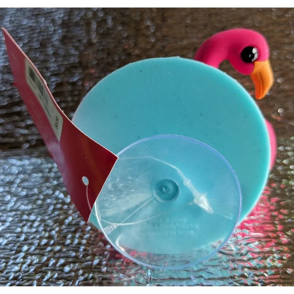Retired Bath Body Works Pink Flamingo Hand Cream Hook Striped‎ Suction Holder